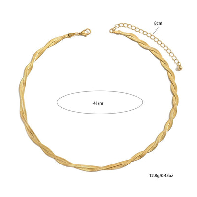 Elegant Gold-Tone Twisted Chain  Choker Necklace For Women