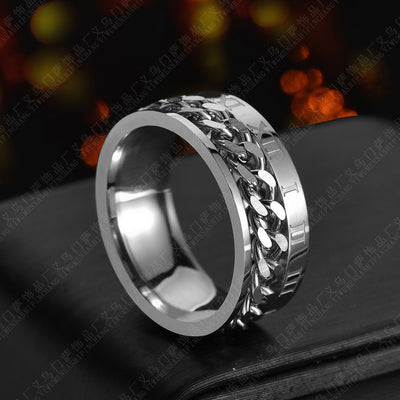 Roman Letter Rotatable Titanium Steel Ring