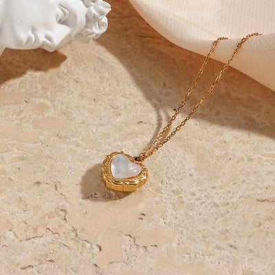 Vintage Shell Love Necklace 18k Gold Plating