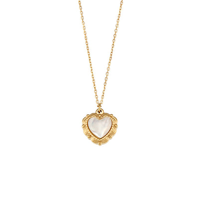 Vintage Shell Love Necklace 18k Gold Plating