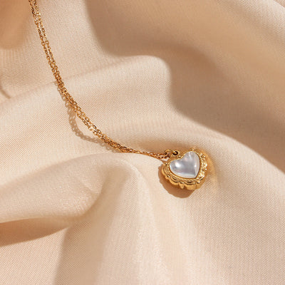 Vintage Shell Love Necklace 18k Gold Plating