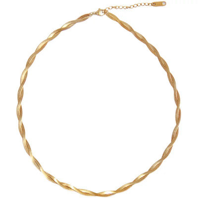 Elegant Gold-Tone Twisted Chain  Choker Necklace For Women